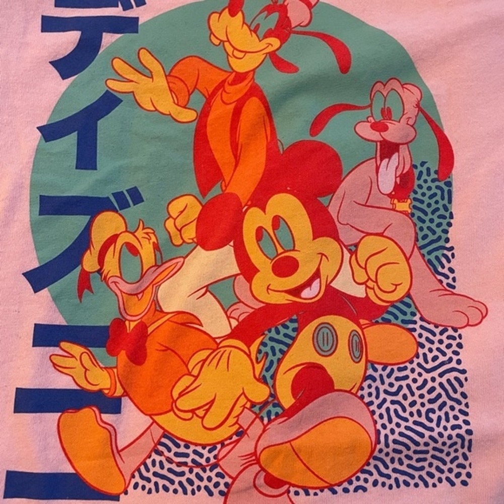 Disney Mickey‎ & Friends Pink Graphic T-Shirt Donald Goofy Pluto Cartoon